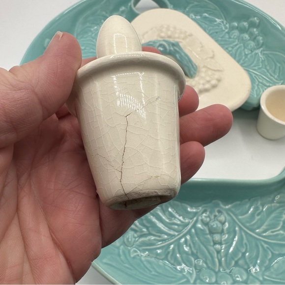 Mid-Century Modern Grapes Turquoise & White Lazy Susan Serving Set - Picture 8 of 12